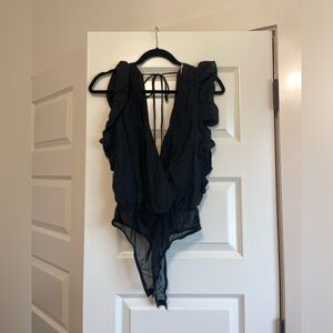 Black ruffle bodysuit